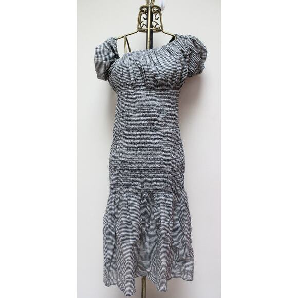 Shaina Mote Acacia Gingham Smocked Midi Dress Size Medium - Picture 1 of 6